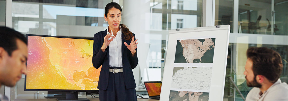 Business woman giving a presentation