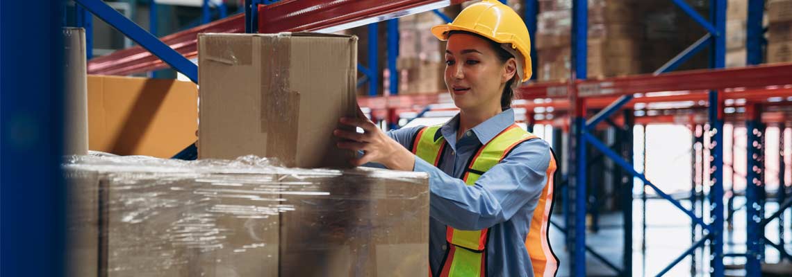 Worker in the warehouse checking stock