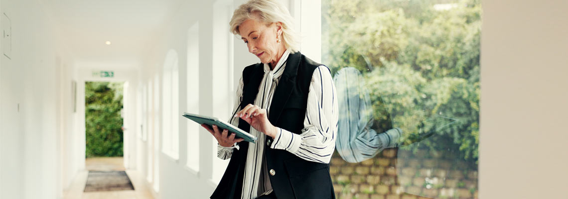 Female realtor viewing rental properties