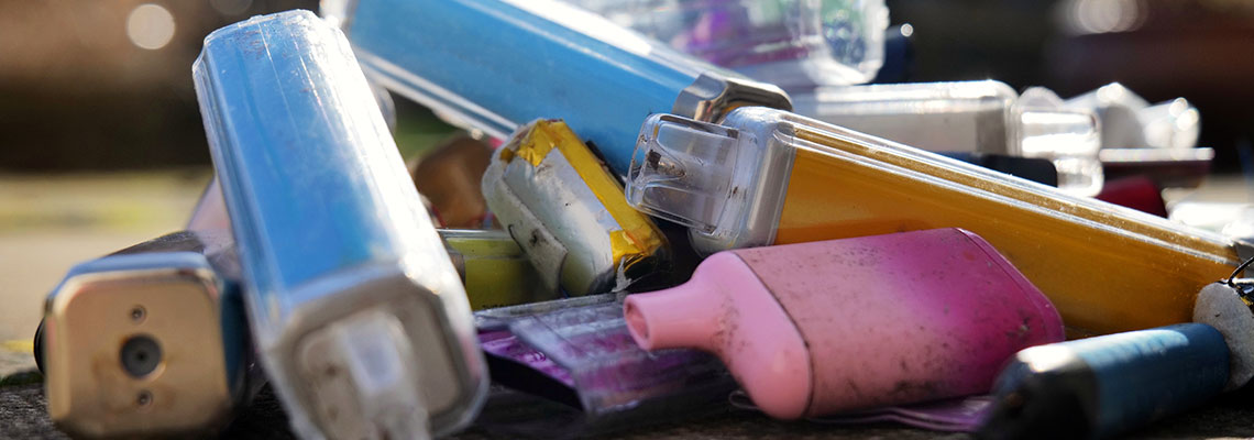 Discarded electronic cigarette vapes
