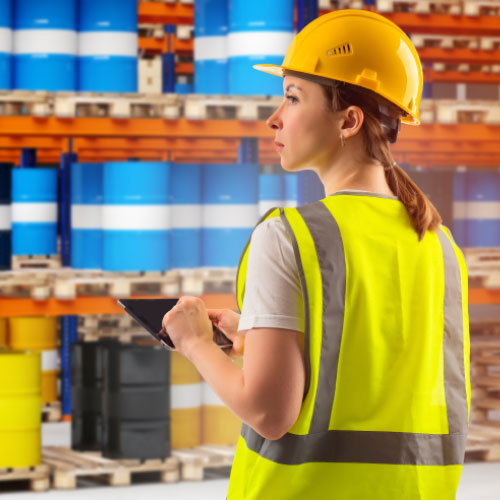 manager is counting chemical barrels