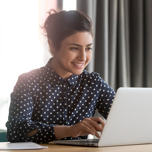 Young woman working on a laptop
