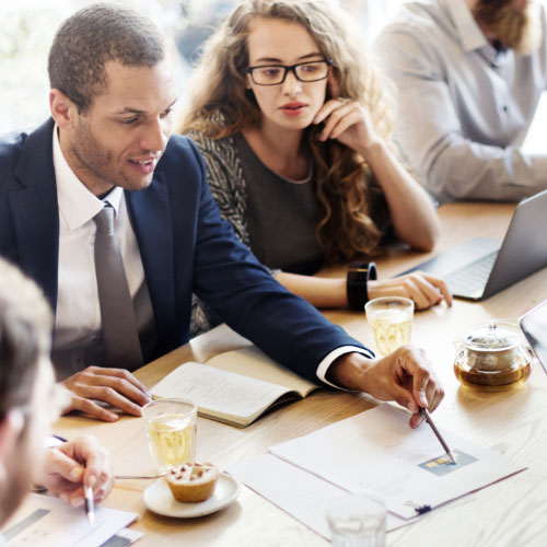 Business corporate management planning team