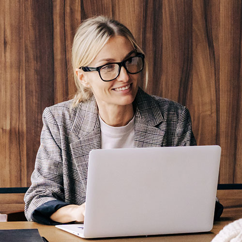 Woman working on a laptop
