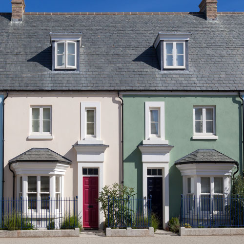 Row of colourful English houses