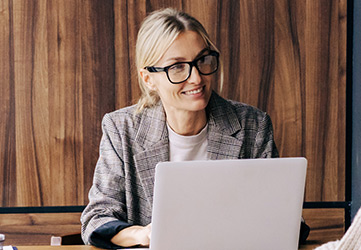 Woman working on a laptop