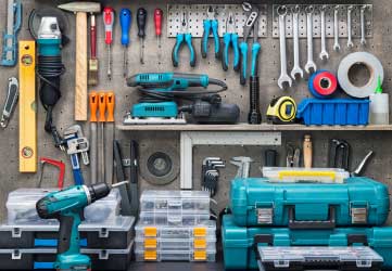 Tools on the table and board