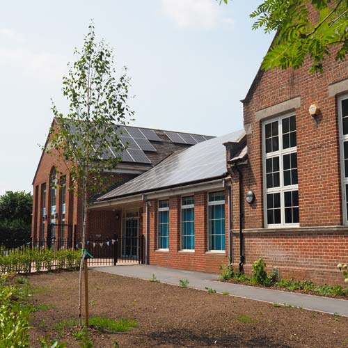 Council building with solar panels