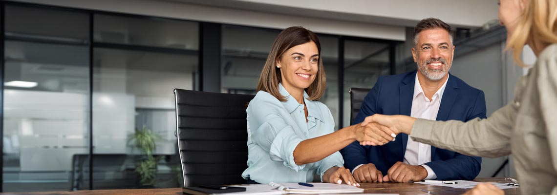 Group of business people working together