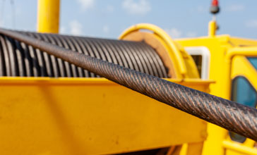 cable sling on crane reel drum