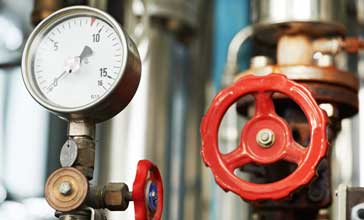 manometer pipes and valve in boiler room