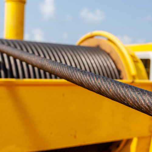 cable sling on crane reel drum