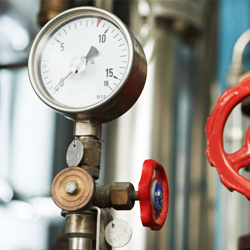 manometer pipes and valve in boiler room