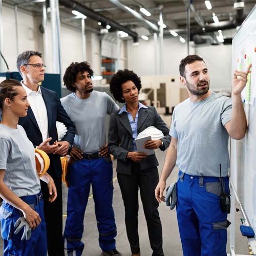 Engineer presenting the results of business development 