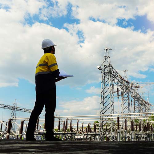 engineer looking at the power plant