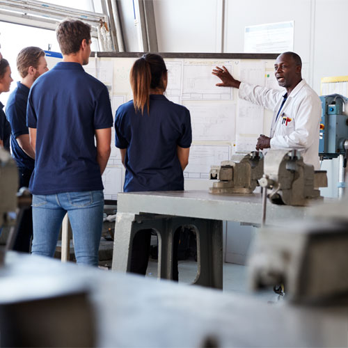 Engineering apprentices watching presentation