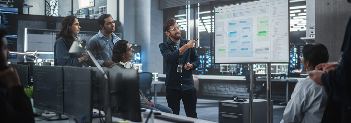 Professionals having a technical meeting