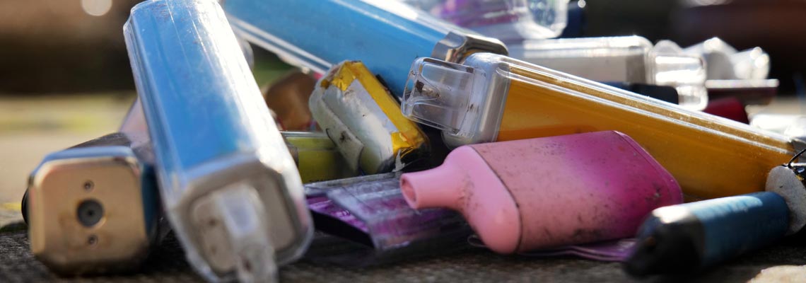 Discarded electronic cigarette vapes