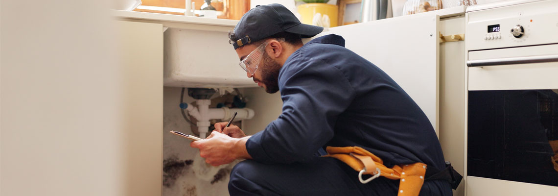 plumber fixing kitchen sink