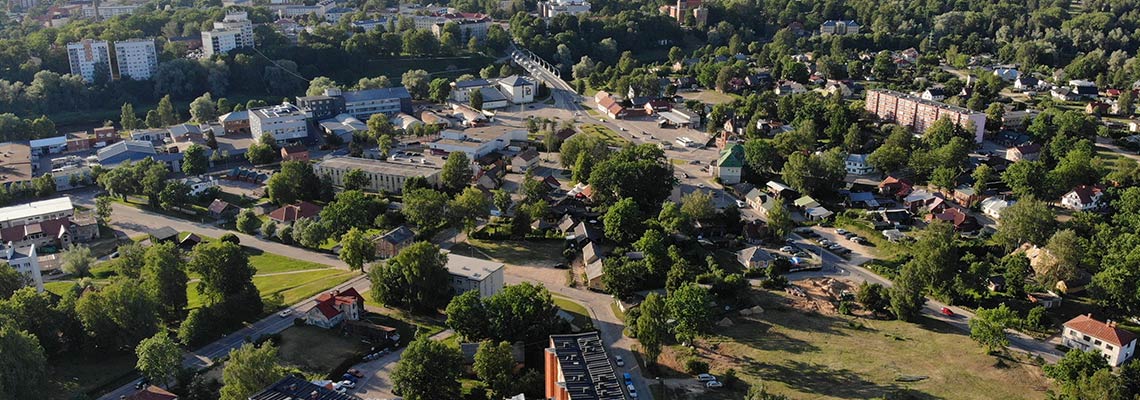 Aerial view of a town