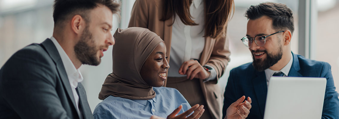 Business professionals having a discussion