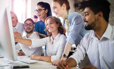 diverse group of young people in the office