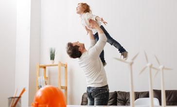 father with son in the office