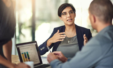financial adviser talking to a client