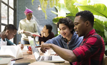 two students working together