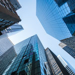 Modern office buildings in the financial district