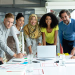diverse people working together in a modern office