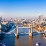 Aerial view of the Tower Bridge in London