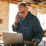 mature man on the phone