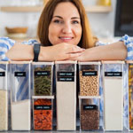 young woman leaning on storage boxes