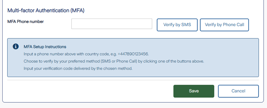 MHFA phone number field