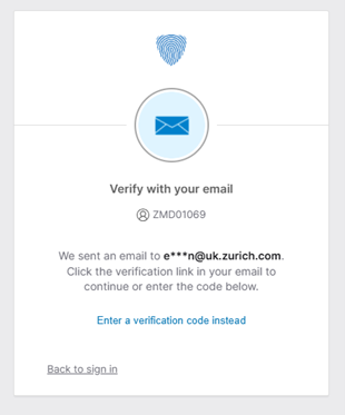 MFA sign in page with verification email confirmation message