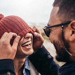 Couple smiling having fun outdoors