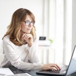 woman working on her laptop