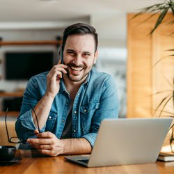 happy man talking on the phone