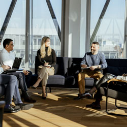 group of people discussing results