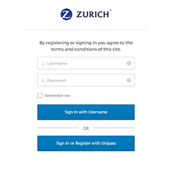 Login page