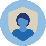 Person in a shield illustration