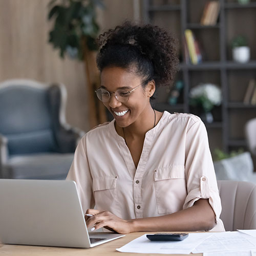 Young woman working on a laptop