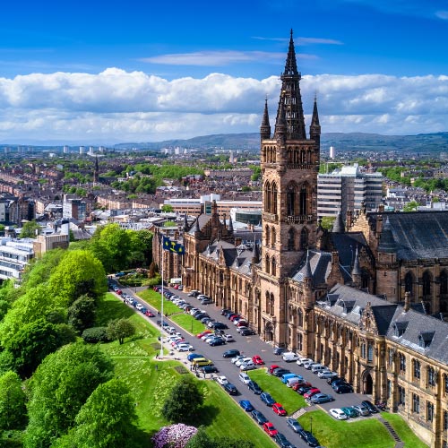 Aerial view of Glasgow, Scotland, UK