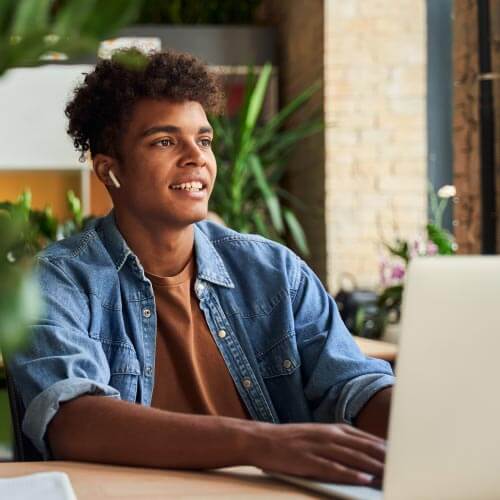 Young man using a computer