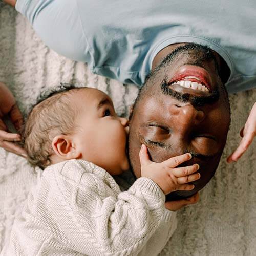 Happy father and son
