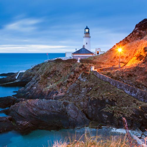 Douglas Head Lighthouse at dawn. Douglas, Isle of Man.