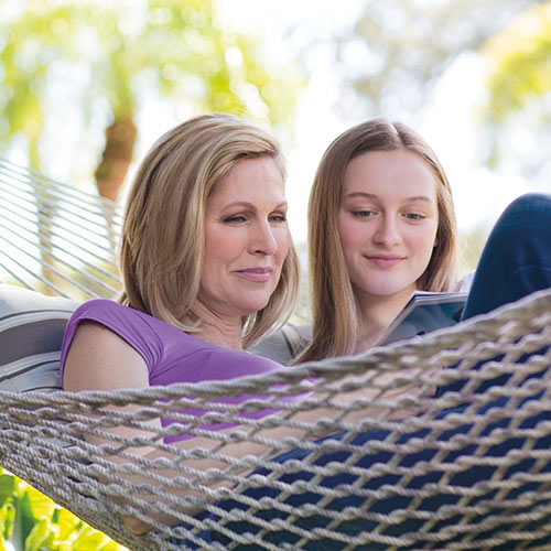mother and daughter spending time together outside