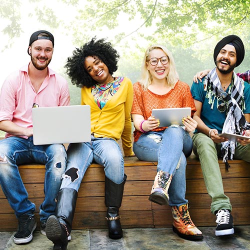 Group of young adults smiling