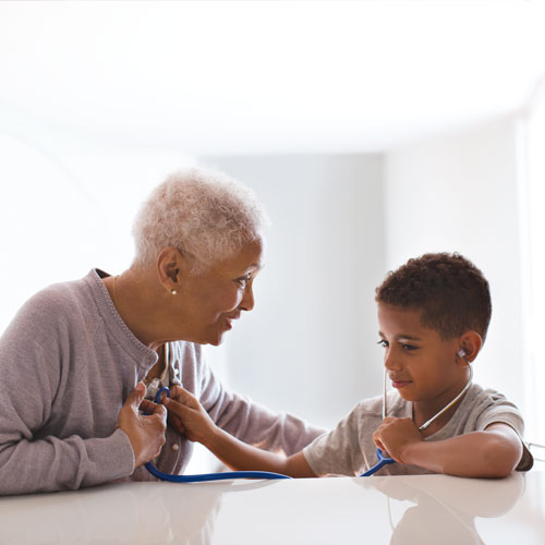 grandmother with grandson